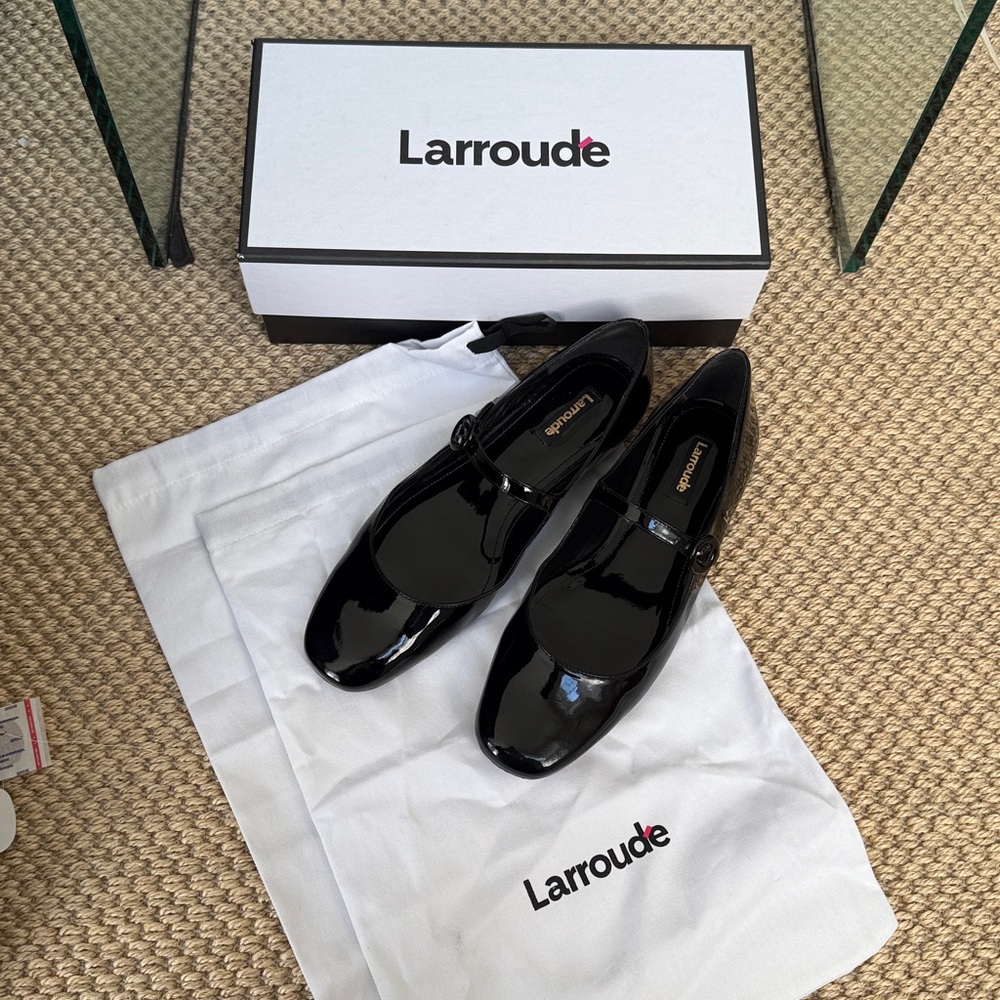 Larroude Blair Patent Leather Black Mary Jane Ballet Flat - Picture 6 of 6